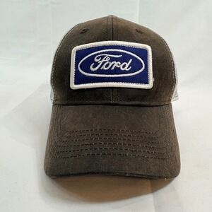 Ford Racing Snapback Trucker Hat Embroidered Logo Brown Mesh Adjustable OSFM